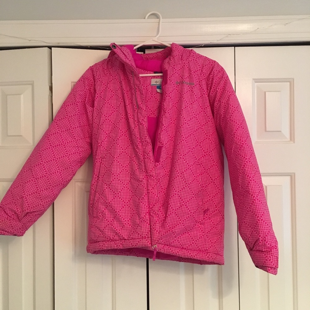 columbia winter puffy jacket pink
